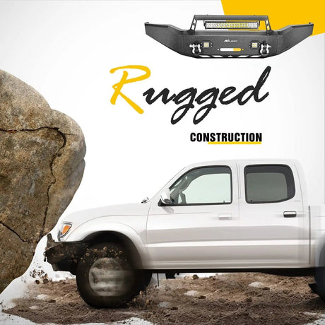 Front Bumper 2007 2008 2009 2010 2011 2012 2013 Toyota Tundra Front Bumper Full Width Solid Steel with Winch Plate 120W LED Light Bar 2Pcs 18W Light Pods