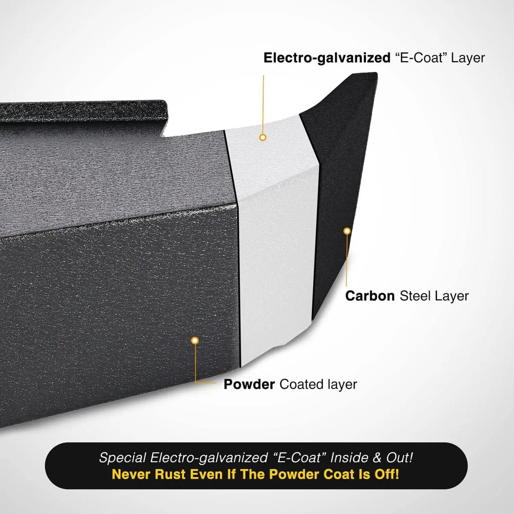 Rear Bumper 2007-2010 2011 2012 2013 Toyota Tundra Rear Step Bumper Full Width Textured Black Solid Steel Off-Road with 2Pcs Upgraded 18W LED Lights D-Rings