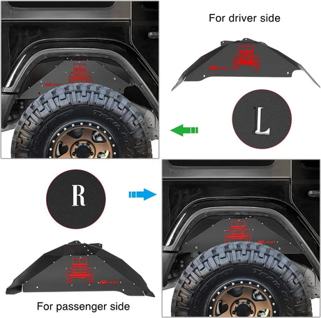 jeep parts 2007 2008 2009 2010 2011 2012 2013 2014 2015 2016 2017 2018 Jeep Wrangler JK JKU 4WD Rear Inner Fender Liners Wheel Cover