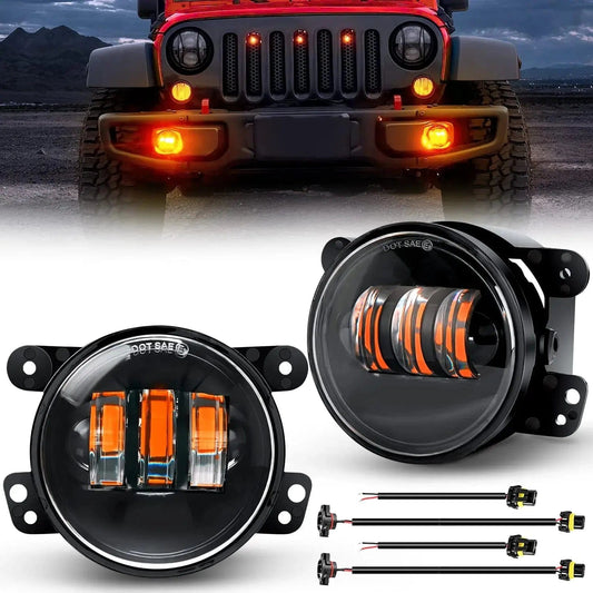 Fog Light Assembly 2007 2008 2009 2010 2011 2012 2013 2014 2015 2016 2017 2018 Jeep Wrangler JK Unlimited JKU Amber Fog Light Assembly