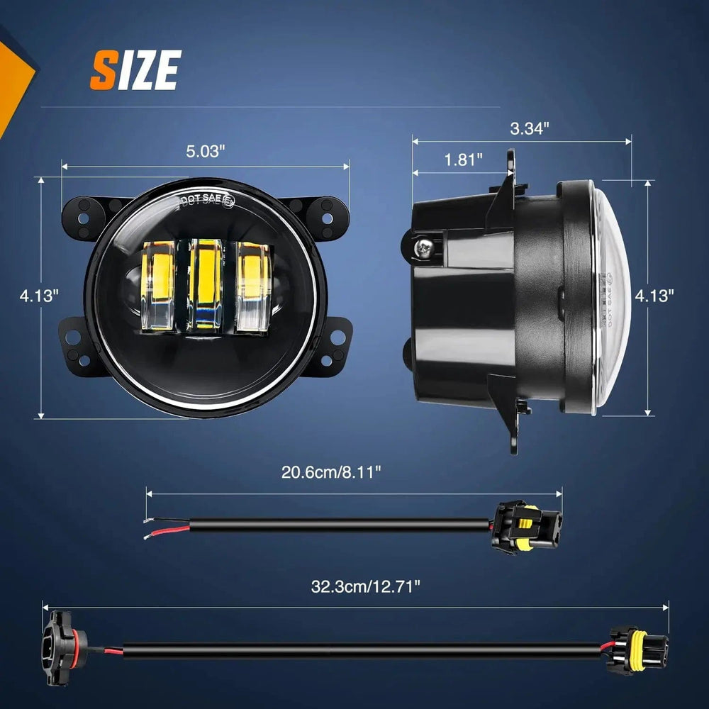 Fog Light Assembly 2007 2008 2009 2010 2011 2012 2013 2014 2015 2016 2017 2018 Jeep Wrangler JK Unlimited JKU White Fog Light Assembly