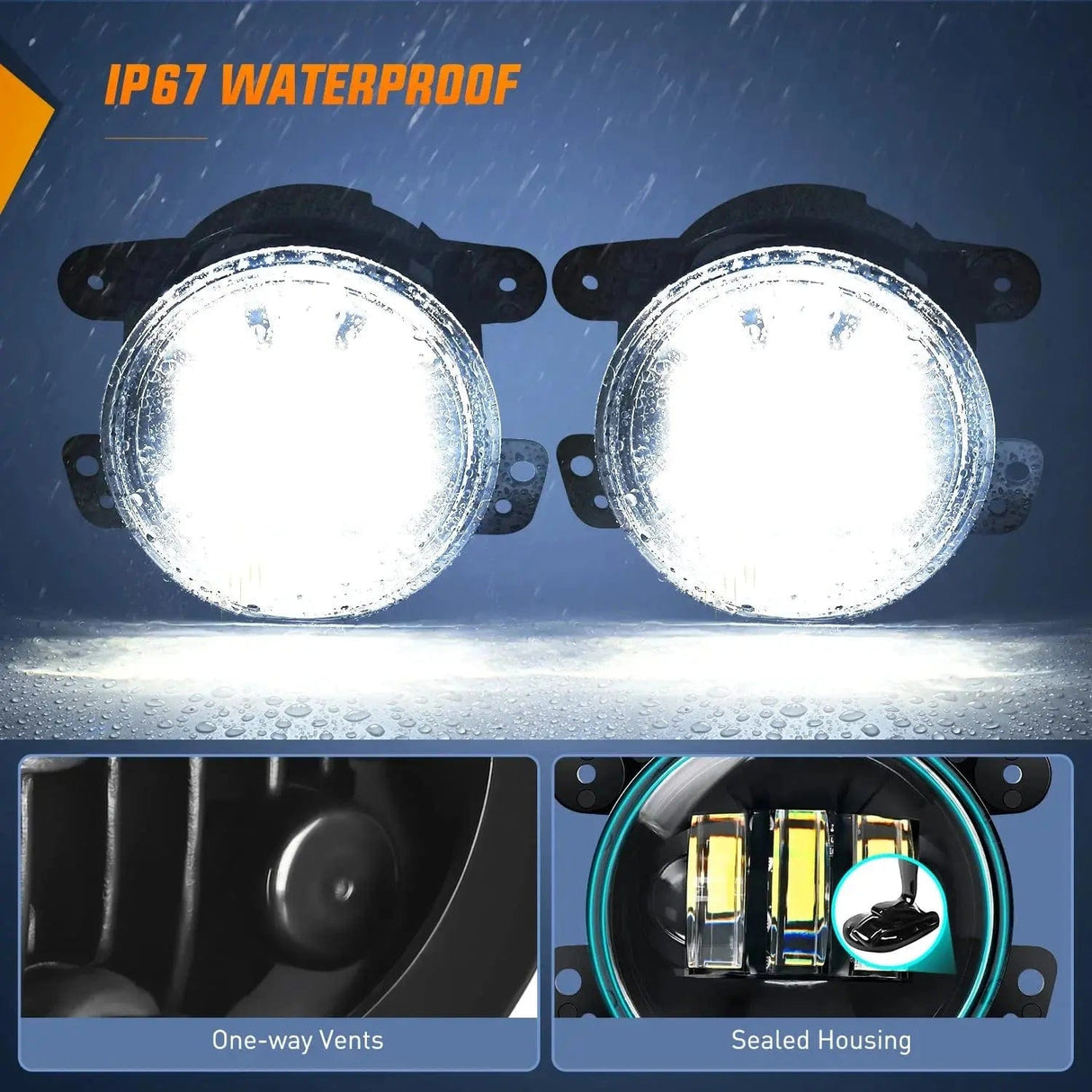 Fog Light Assembly 2007 2008 2009 2010 2011 2012 2013 2014 2015 2016 2017 2018 Jeep Wrangler JK Unlimited JKU White Fog Light Assembly