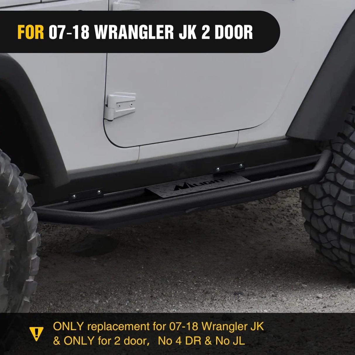 2007 2008 2009 2010 2011 2012 2013 2014 2015 2016 2017 2018 Jeep Wrangler JK & Unlimited 2 Door Running Boards Upgraded Dual Girder System Side Step Slip-Proof Textured Black Heavy Duty Truck Nerf Bars (No 4 DR & No JL)