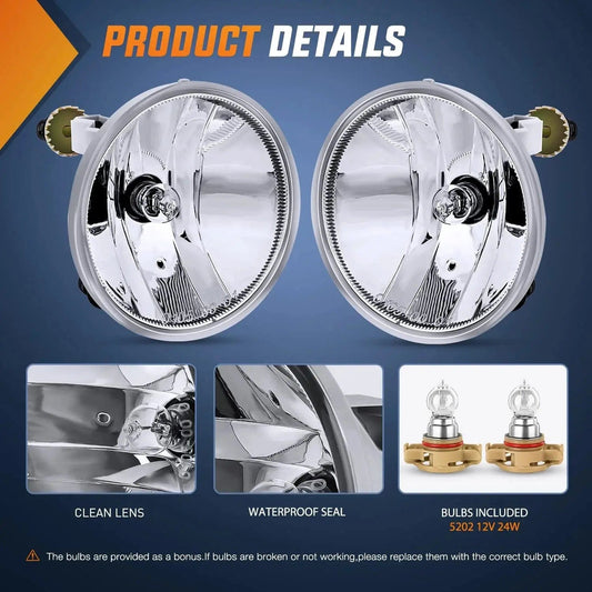 Fog Light Assembly 2007-2019 Chevy Avalanche Suburban Tahoe Camaro Colorado Silverado 2007 2008 2009 2010 2011 2012 2013 2014 2015 2016 GMC 2007-2014 Ford 2008 2009 Pontiac G8 2010 Pontiac G6 Fog Light Assembly