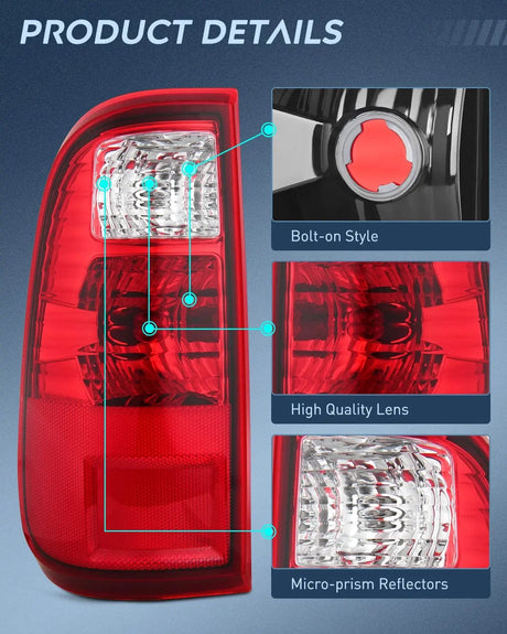 Taillight Assembly 2008 2009 2010 2011 2012 2013 2014 2015 2016 Ford F250 F350 F450 Super Duty Taillight Assembly Rear Lamp Replacement OE Style Driver Side