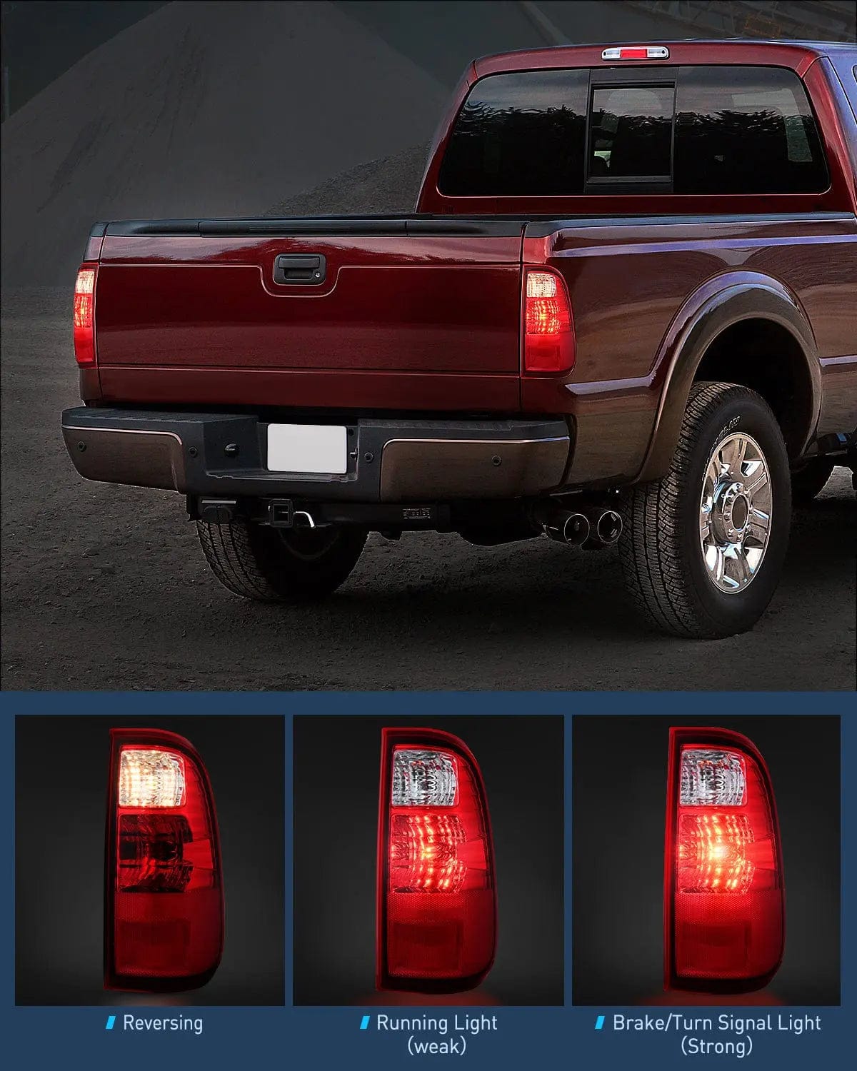 Taillight Assembly 2008 2009 2010 2011 2012 2013 2014 2015 2016 Ford F250 F350 F450 Super Duty Taillight Assembly Rear Lamp Replacement OE Style Passenger Side
