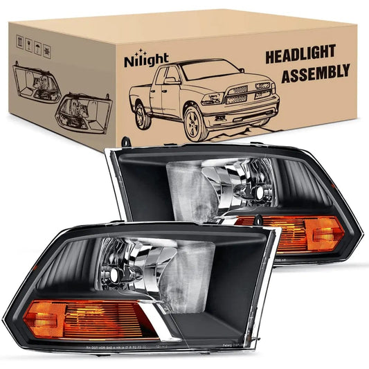 Headlight Assembly 2009 2010 2011 2012 Dodge Ram 1500 2500 3500 Headlights Assembly Dual Beam Black Case