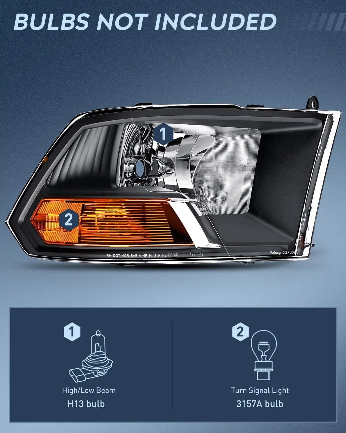 Headlight Assembly 2009 2010 2011 2012 Dodge Ram 1500 2500 3500 Headlights Assembly Dual Beam Black Case