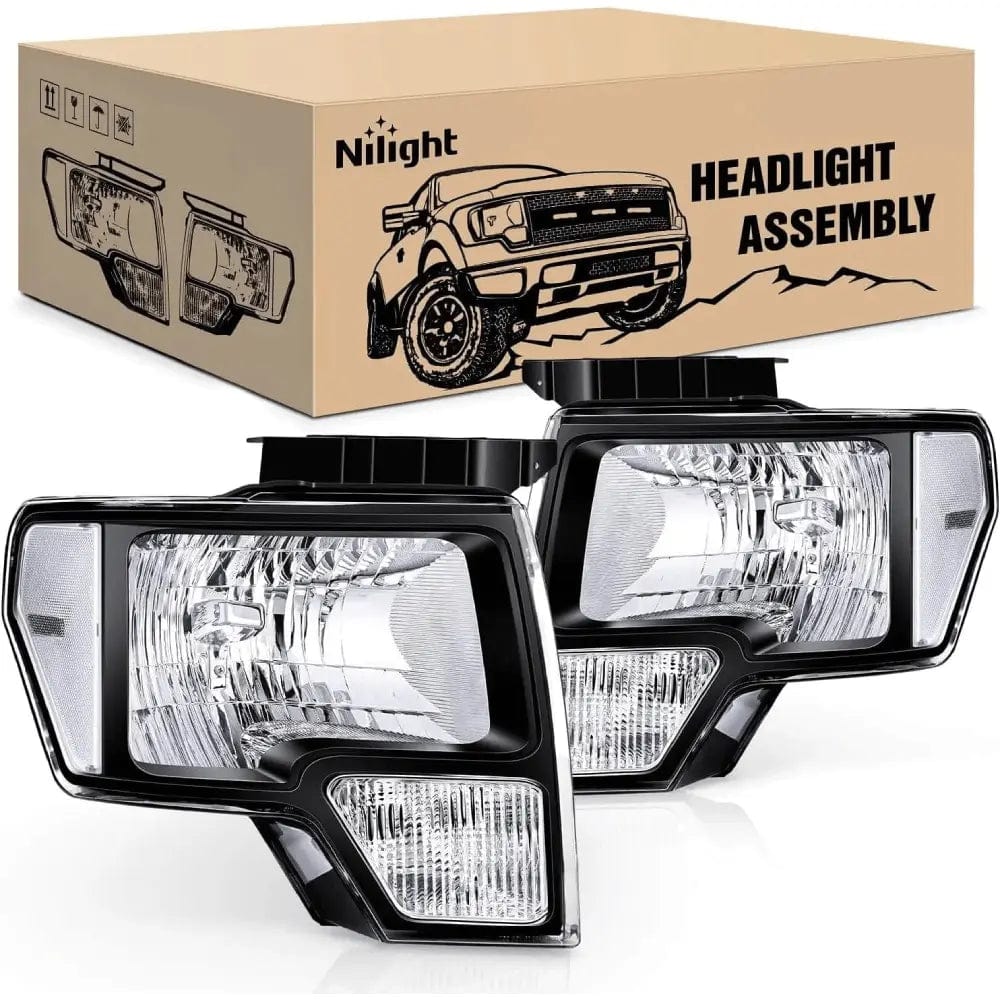 Headlight Assembly 2009 2010 2011 2012 2013 2014 Ford F150 Headlight Assembly Black Case Clear Reflector