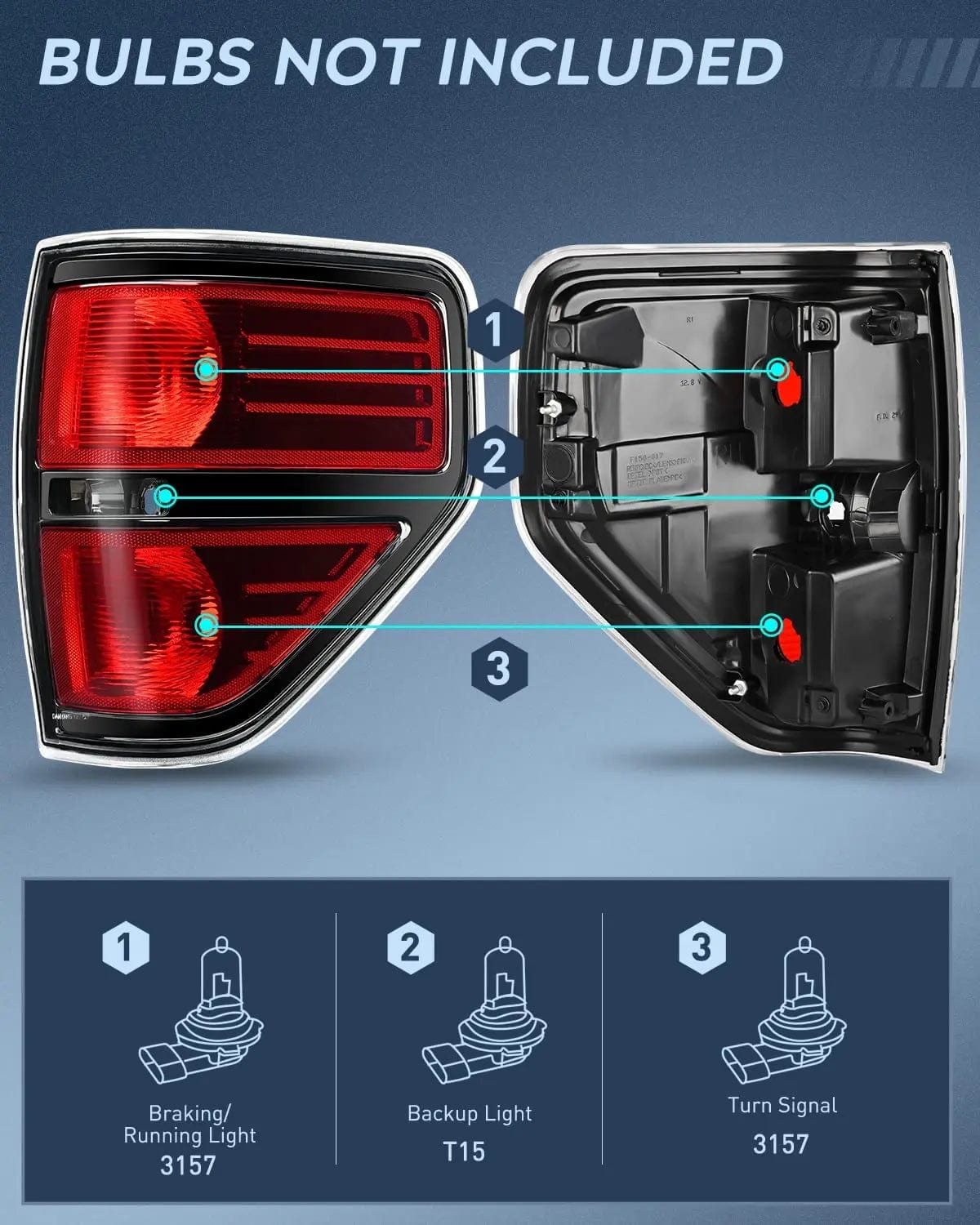 Taillight Assembly 2009 2010 2011 2012 2013 2014 Ford F150 Tail light Assembly Rear Lamp Replacement OE Style Red Housing Driver Passenger Side