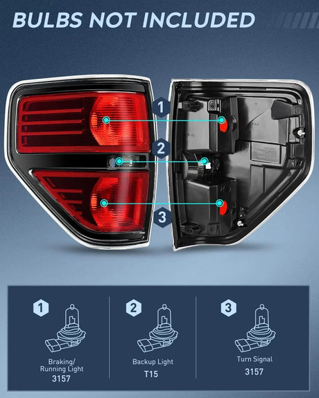 Taillight Assembly 2009 2010 2011 2012 2013 2014 Ford F150 Tail light Assembly Rear Lamp Replacement OE Style Red Housing Driver Side