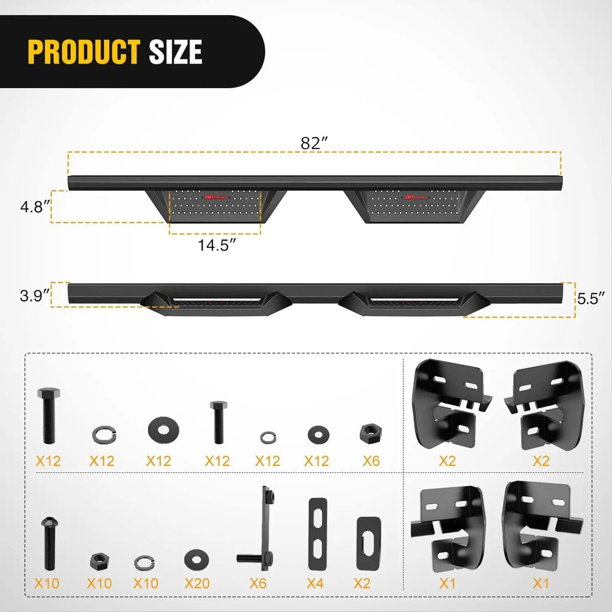 Running Board 2009-2018 Dodge Ram 1500 Crew Cab 2019-2023 1500 Classic 2010 2011 2012 2013 2014 2015 2016 2017 2018 2019 2021 2022 2500 3500 Running Boards 4 Inch Drop Side Steps Bolt-on Black Powder Coated Nerf Bars Running Boards