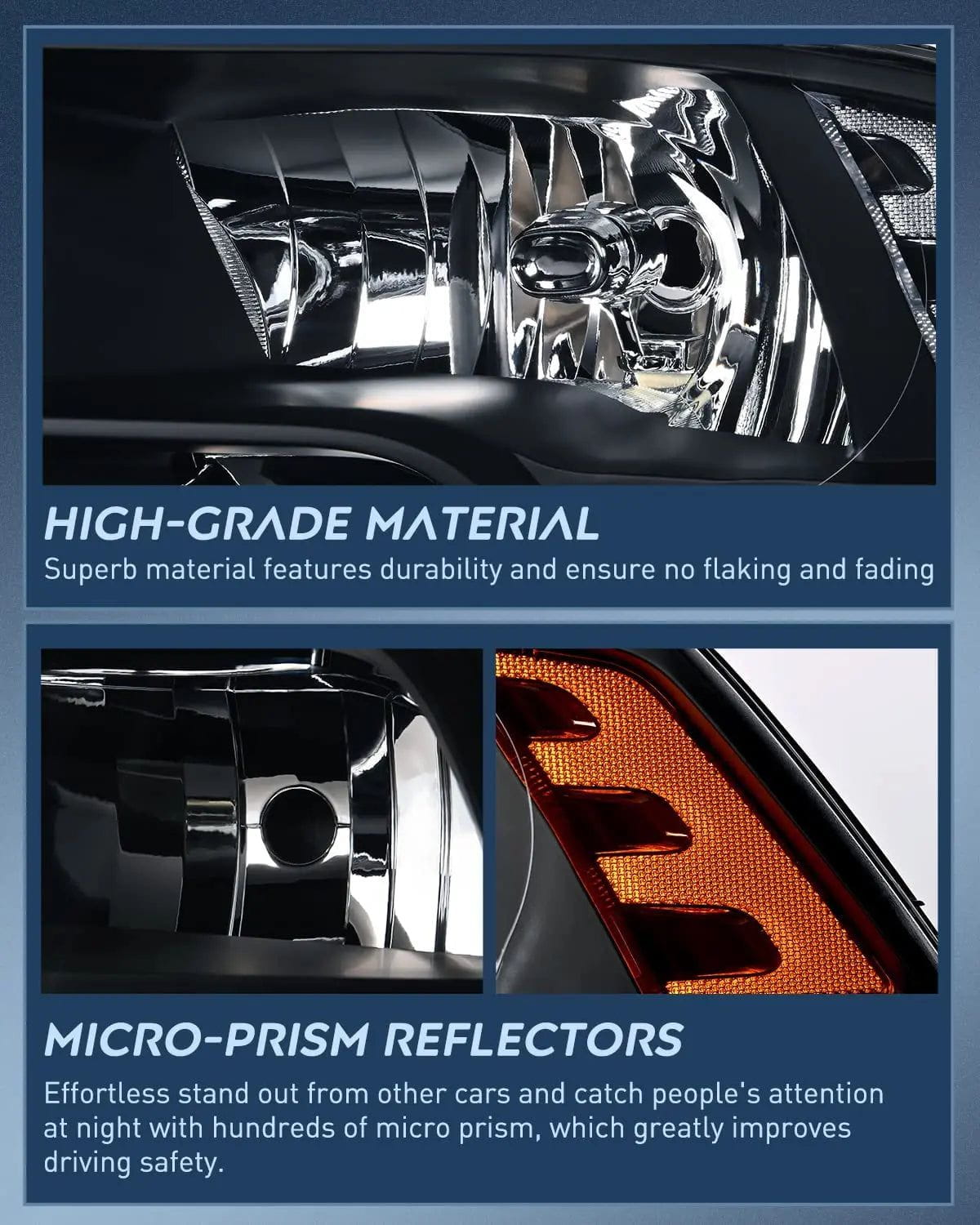 Headlight Assembly 2009-2018 Ram 1500 2500 3500 4500 5500 Headlight Assembly Black Case Amber Reflector