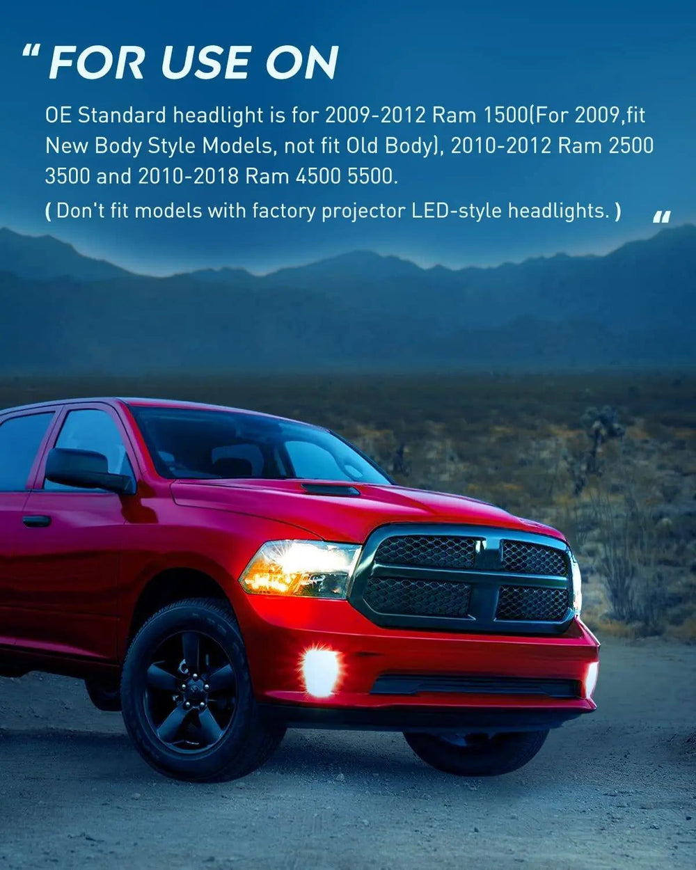 Headlight Assembly 2009-2018 Ram 1500 2500 3500 4500 5500 Headlight Assembly Black Case Clear Reflector