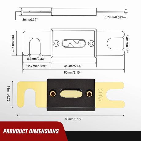 200A ANL Fuse with ANL Fuse Holder Nilight