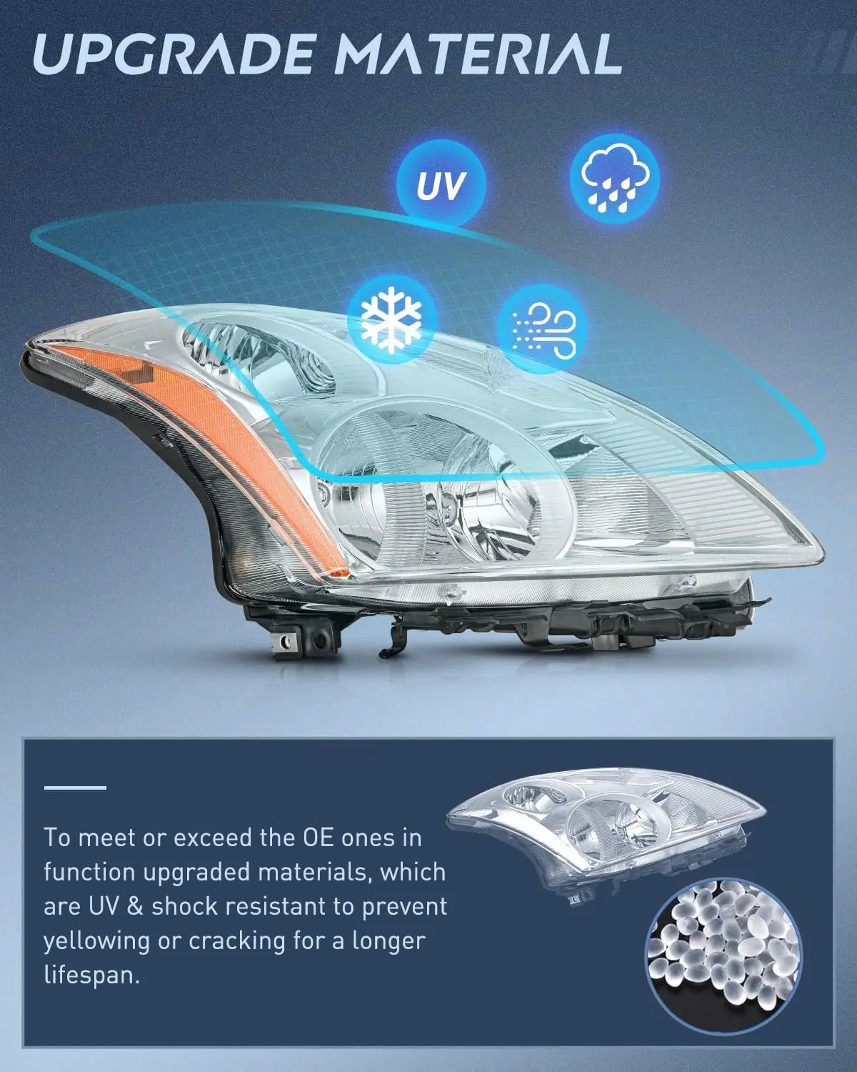 2010-2012 Nissan Altima 4Door Sedan Headlight Assembly Chrome Housing Amber Reflector Upgraded Clear Lens Nilight