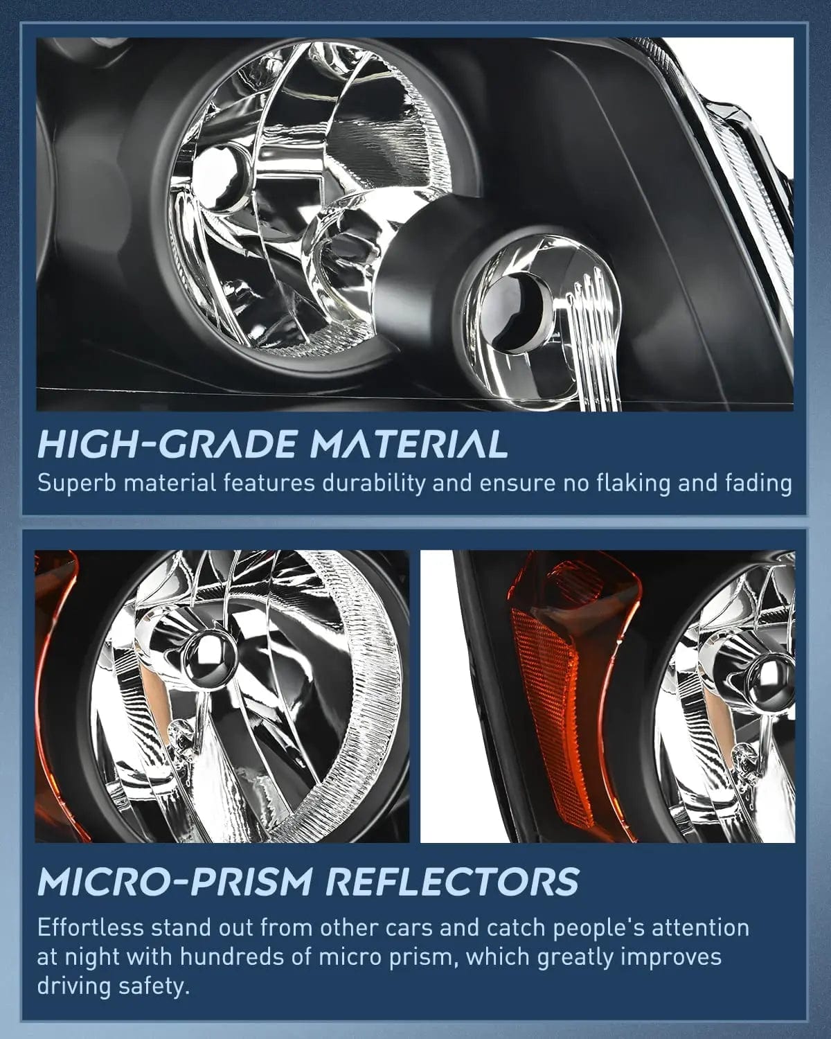 Headlight Assembly 2011 2012 2013 2014 2015 2016 2017 2018 2019 Dodge Grand Caravan 2008 2009 2010 Chrysler Town Country Headlight Assembly Black Case Amber Reflector