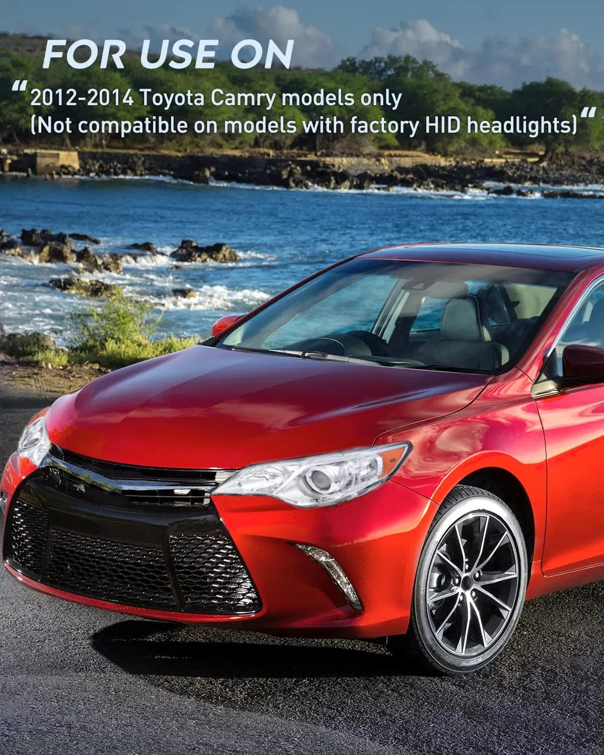 2012-2014 Toyota Camry L/LE/XLE/Hybrid LE XLE Headlight Assembly Chrome Housing Amber Reflector Clear Lens Nilight