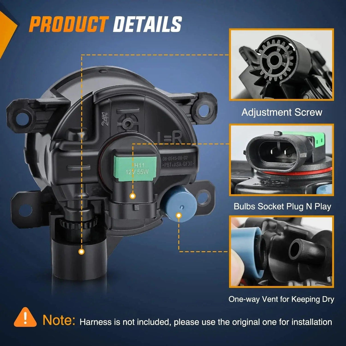 Fog Light Assembly 2013 2014 2015 Honda Accord Civic 2016 2017 2018 Pilot 2014 2015 2016 2017 Compass 2013 2014 2015 Crosstour CRV Chrysler 2017 2018 JEEP Cherokee 2010-2018 RDX TSX TL ILX Fog Lights Assembly