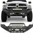 Front Bumper 2013 2014 2015 2016 2017 2018 Dodge Ram 1500 Front Bumper Full Width Solid Steel with Winch Plate Offroad 120W LED Light Bar 2Pcs 18W Light Pods D-Rings
