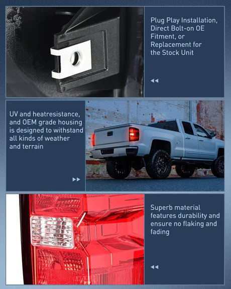 Taillight Assembly 2014 2015 2016 2017 2018 2019 Chevy Silverado 1500 2500 HD 3500 HD 2015 2016 2017 2018 2019 GMC Sierra 3500HD 2019 Silverado 1500LD OE Style Tail light Assembly Rear Lamp Replacement