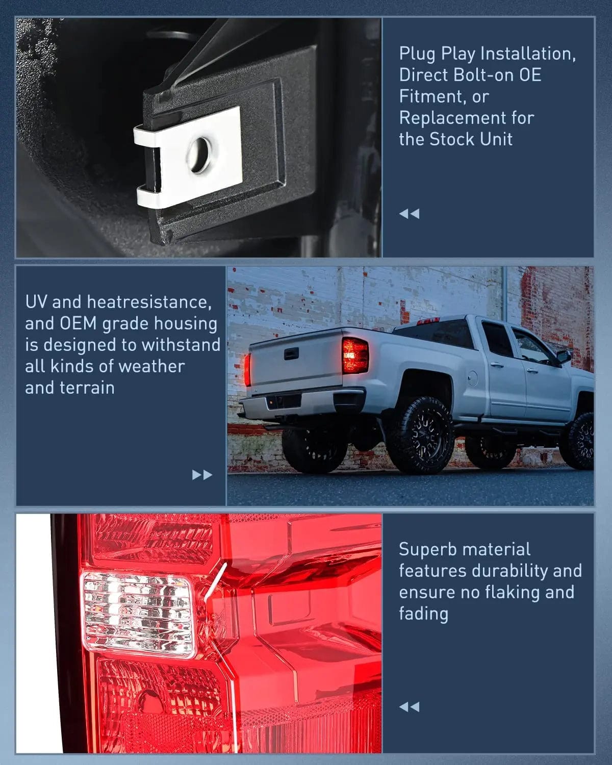 Taillight Assembly 2014 2015 2016 2017 2018 2019 Chevy Silverado 1500 2500HD 3500HD 2015 2016 2017 2018 2019 GMC Sierra 3500HD 2019 Silverado 1500LD OE Style Tail light Assembly Rear Lamp Passenger Side