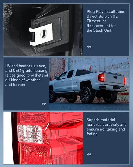 Taillight Assembly 2014 2015 2016 2017 2018 2019 Chevy Silverado 1500 2500HD 3500HD 2015 2016 2017 2018 2019 GMC Sierra 3500HD 2019 Silverado 1500LD Tail light Assembly Rear Lamp Driver Side