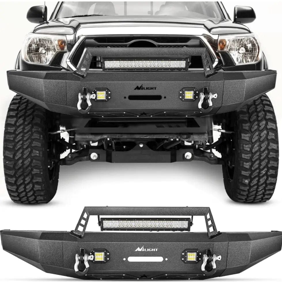 Front Bumper 2014 2015 2016 2017 2018 2019 2020 2021 Toyota Tundra Front Bumper Full Width Steel with Winch Plate Offroad 120W Light Bar 18W LED Light Pods