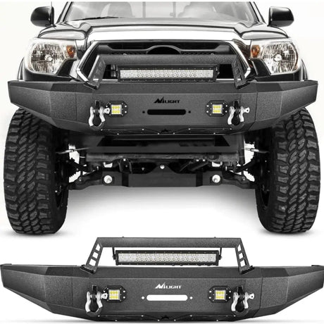 Front Bumper 2014 2015 2016 2017 2018 2019 2020 2021 Toyota Tundra Front Bumper Full Width Steel with Winch Plate Offroad 120W Light Bar 18W LED Light Pods