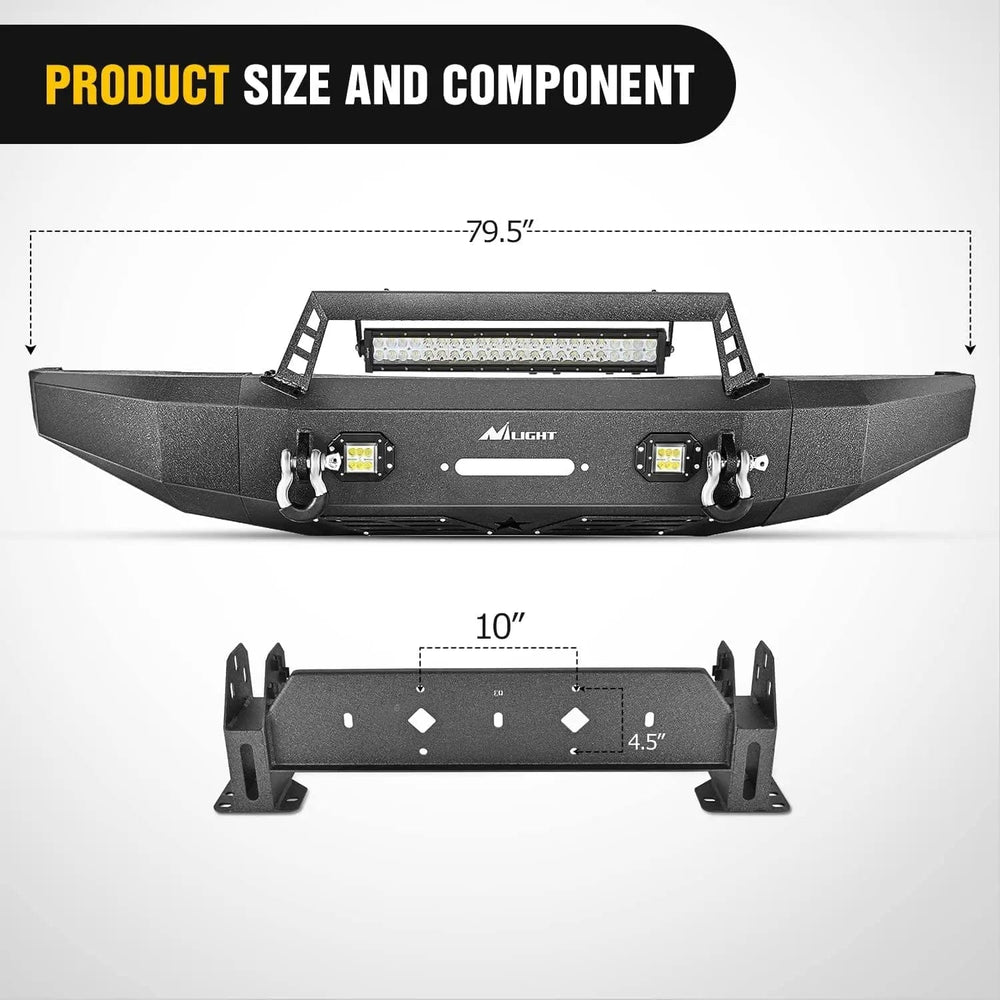 Front Bumper 2014 2015 2016 2017 2018 2019 2020 2021 Toyota Tundra Front Bumper Full Width Steel with Winch Plate Offroad 120W Light Bar 18W LED Light Pods