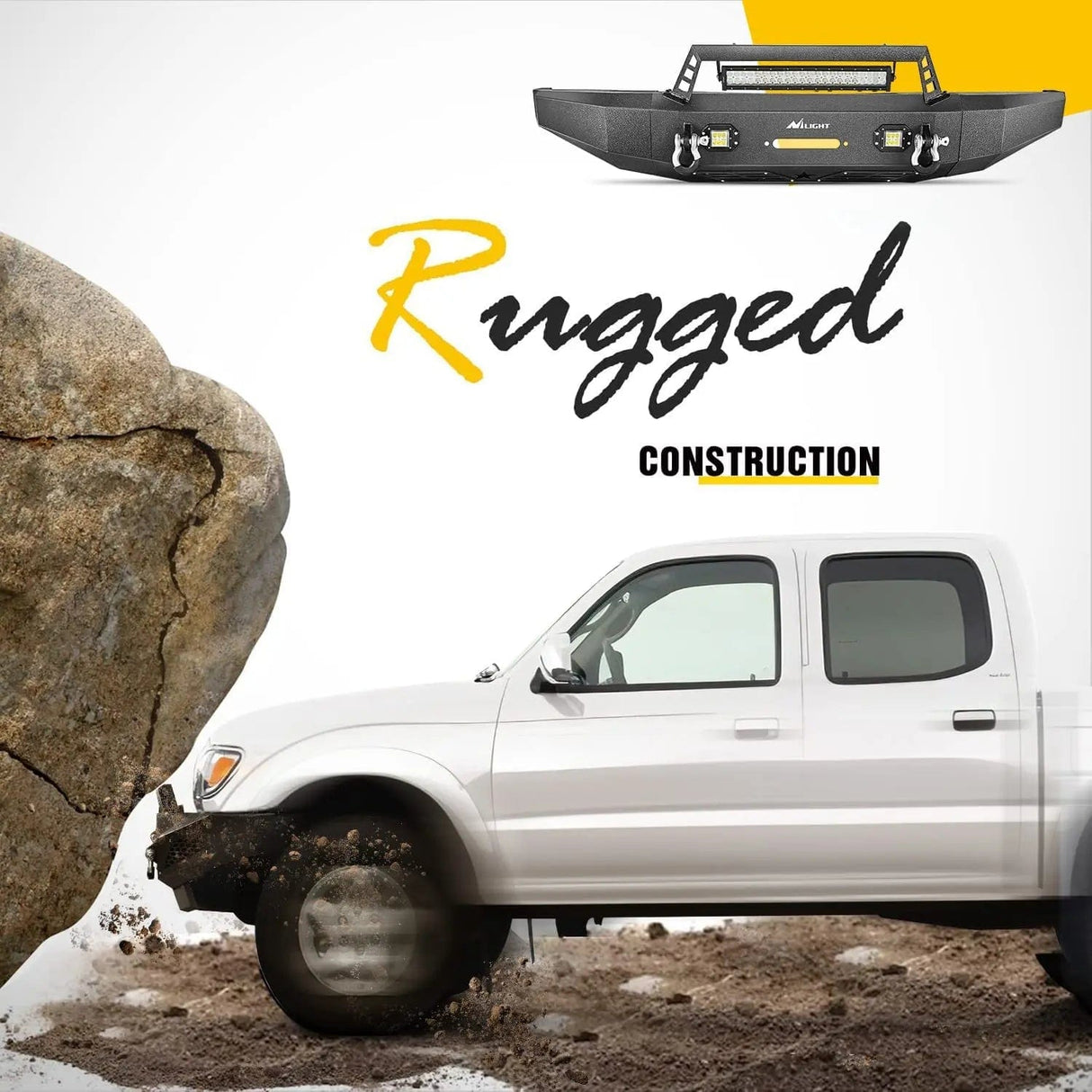 Front Bumper 2014 2015 2016 2017 2018 2019 2020 2021 Toyota Tundra Front Bumper Full Width Steel with Winch Plate Offroad 120W Light Bar 18W LED Light Pods