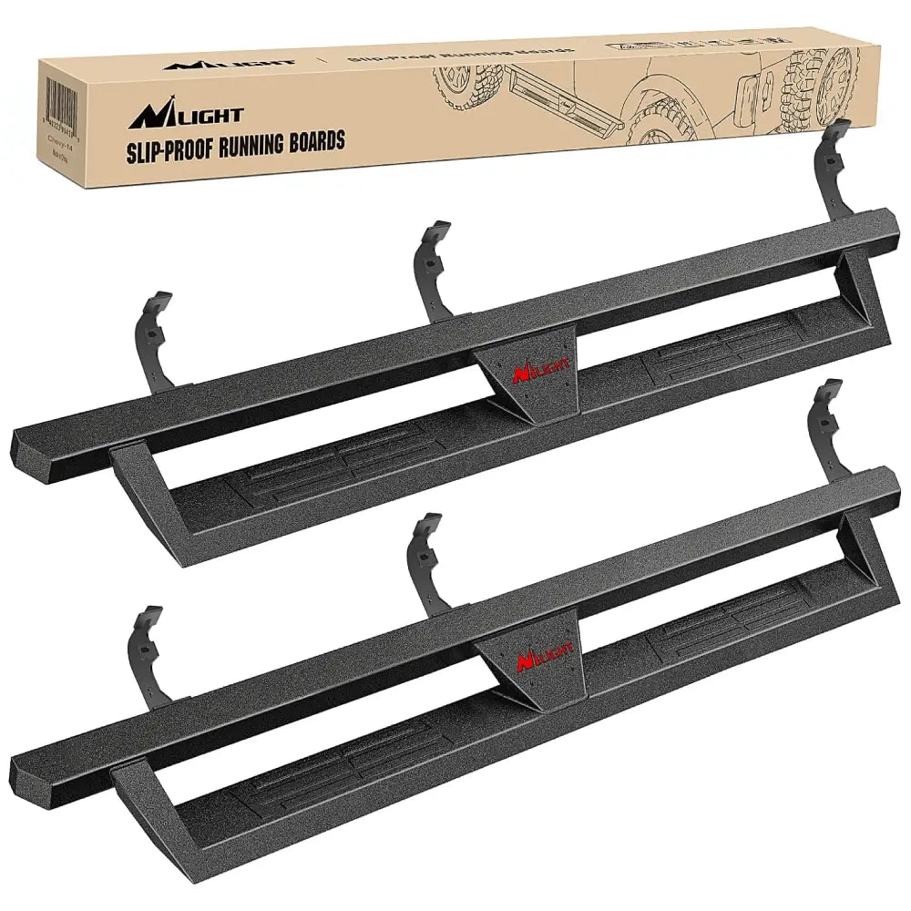 2015-2023 Chevy Colorado/GMC Canyon Crew Cab Running Boards Dual-Stage Textured Black Powder Coated Slip-Proof Side Step Nerf Bars Running Boards Nilight