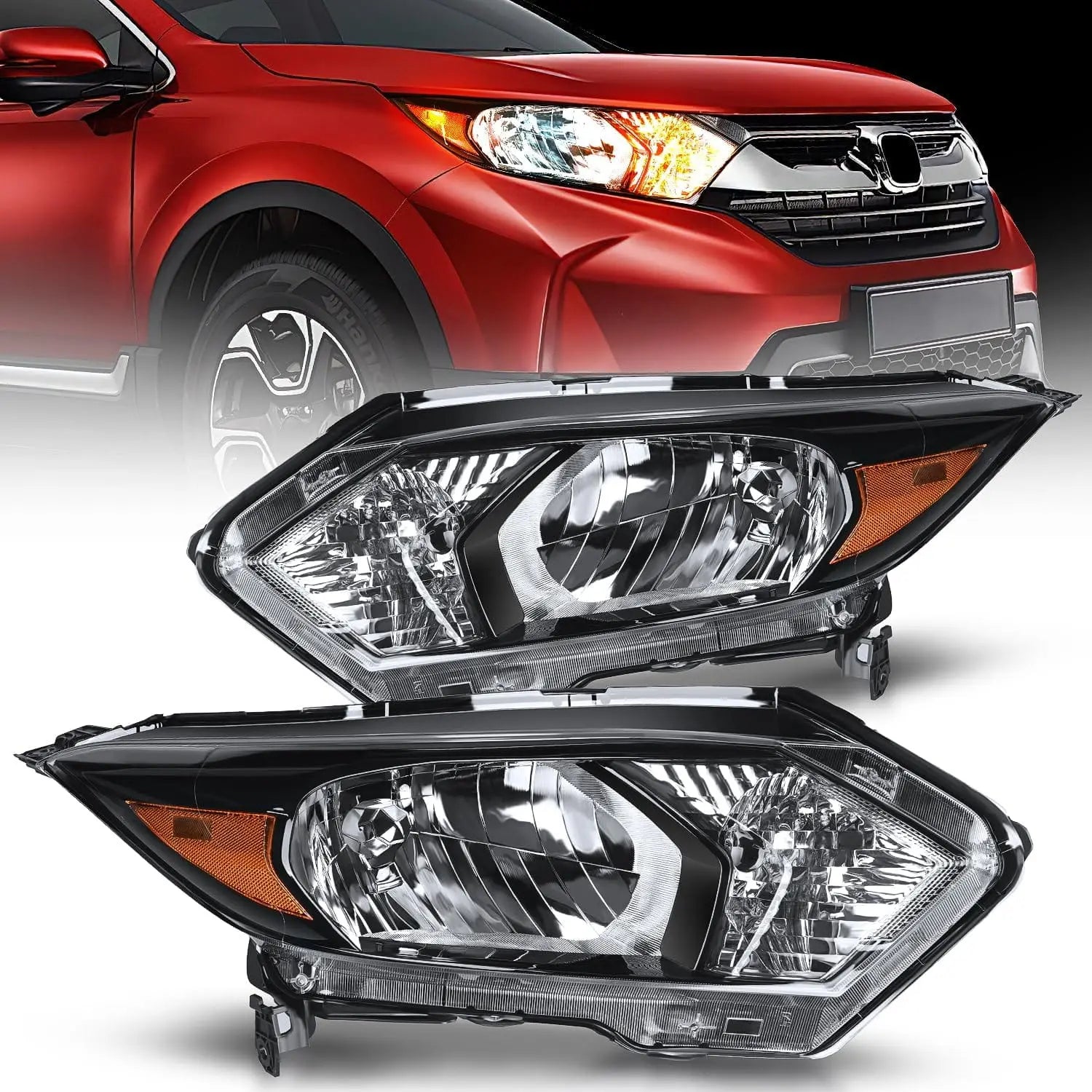 2016 2017 2018 Honda HRV Headlight Assembly Black Housing Amber