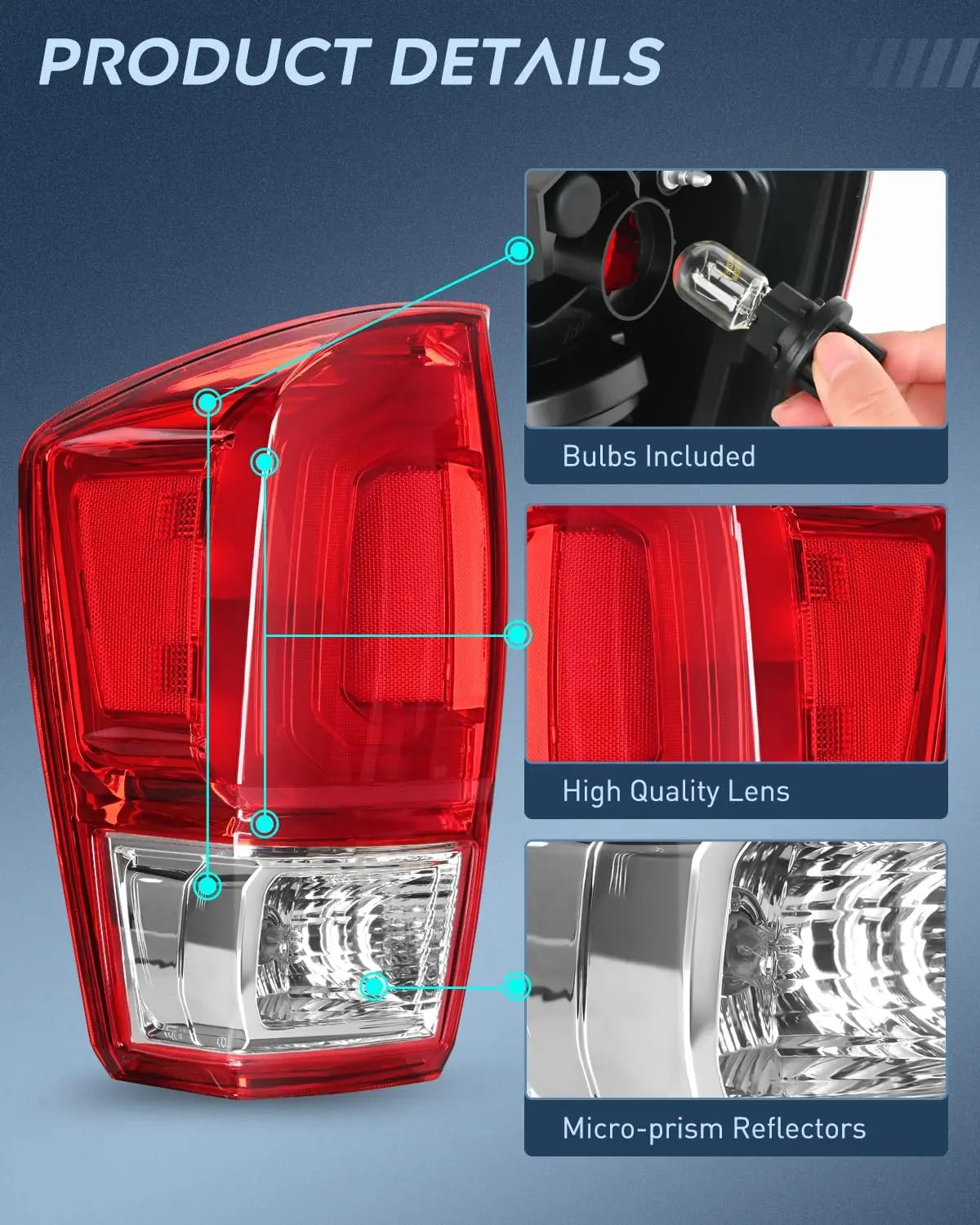 2016-2023 Toyota Tacoma Taillight Assembly Rear Lamp Replacement OE Style Driver Side Nilight