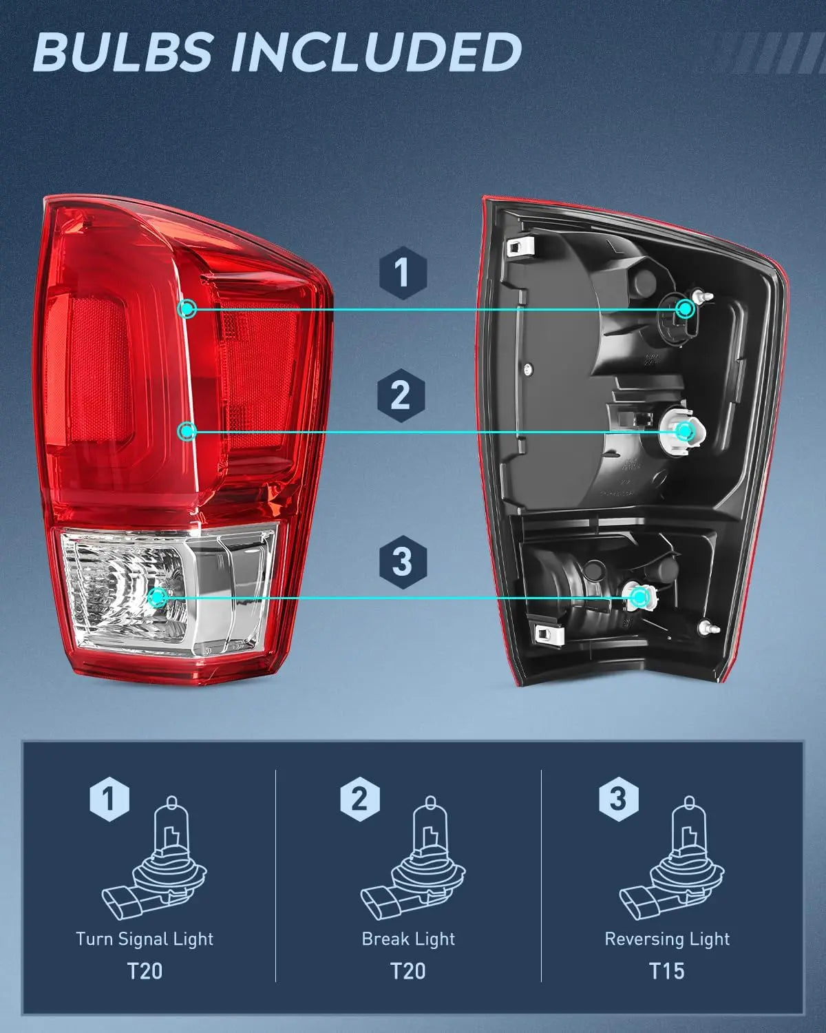 2016-2023 Toyota Tacoma Taillight Assembly Rear Lamp Replacement OE Style Passenger Side Nilight