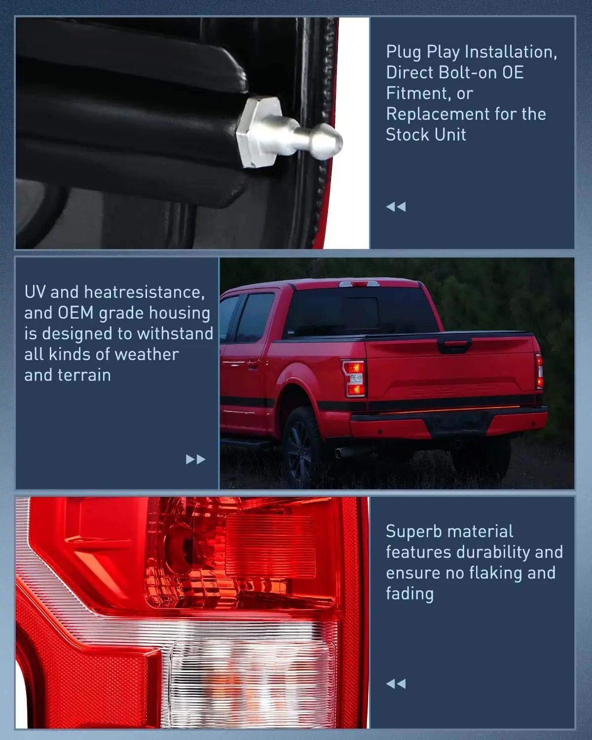 Taillight Assembly 2018 2019 2020 Ford F150 Tail light Assembly Rear Lamp Replacement OE Style Red Housing with Bulbs and Harness Driver Side