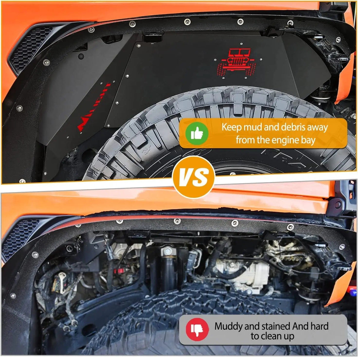 jeep parts 2018 2019 2020 2021 2022 Jeep Wrangler JL JLU Front Inner Fender Liners Wheel Cover