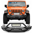 Front Bumper 2018 2019 2020 2021 2022 2023 Jeep Wrangler JL Front Bumper Winch Plate with 72W LED Light Bar 2Pcs 18W LED Work Light Pod License Plate Bracket