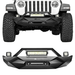 2018-2023 Jeep Wrangler JL Front Bumper Winch Plate with 72W LED light bar 2Pcs 18W LED Work Light Pod License Plate Bracket