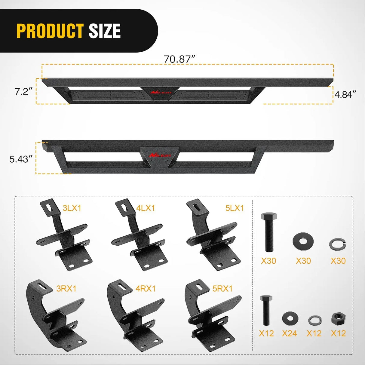 2018-2023 Jeep Wrangler JL Unlimited 4 Door Running Boards Dual-Stage Textured Black Powder Coated Slip-Proof Side Step Nerf Bars Nilight