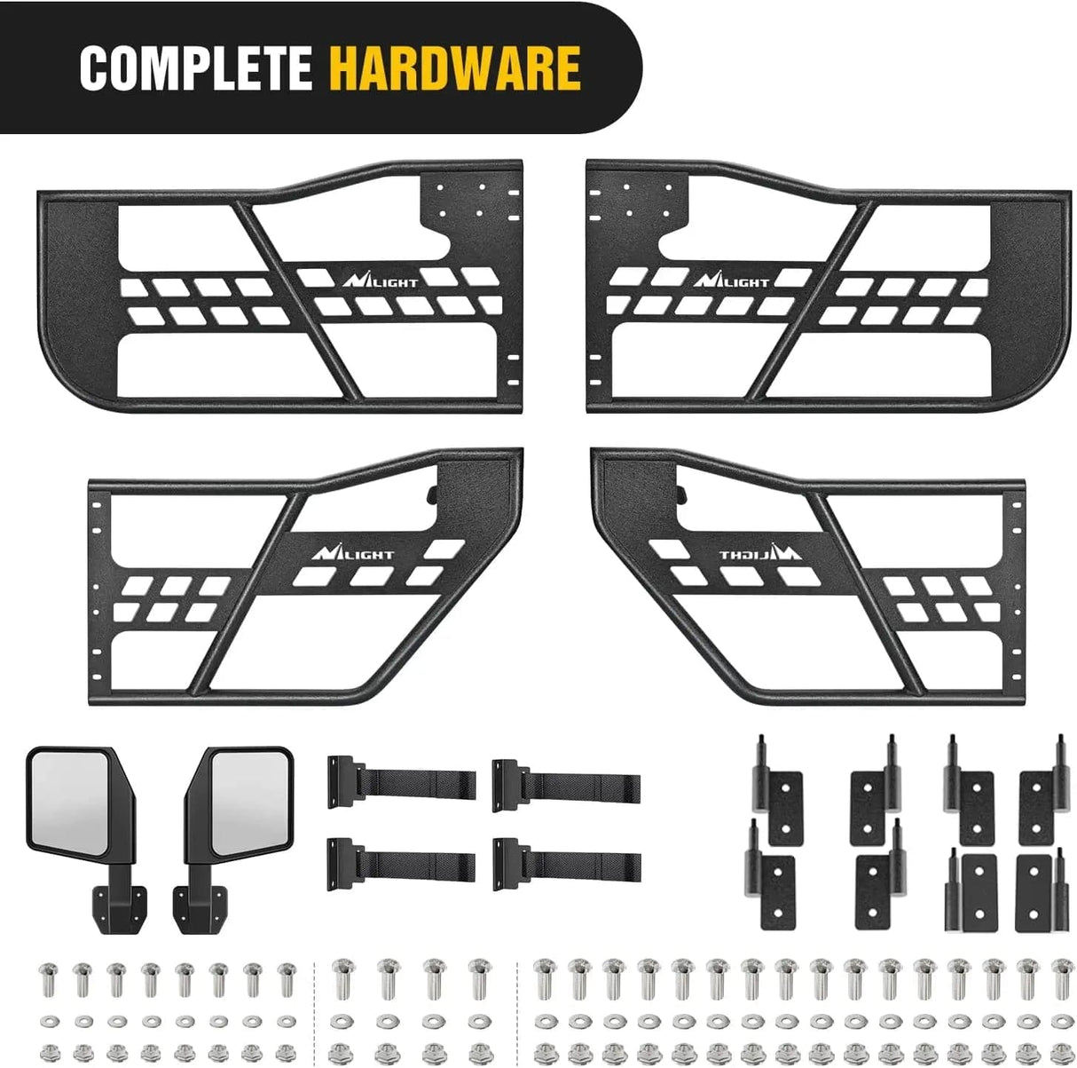 Accessories 2018 2019 2020 2021 2022 2023 Jeep Wrangler JL | 2020 2021 2022 2023 Gladiator JT 2Door Front Rear Tubular Doors with Side View Mirrors