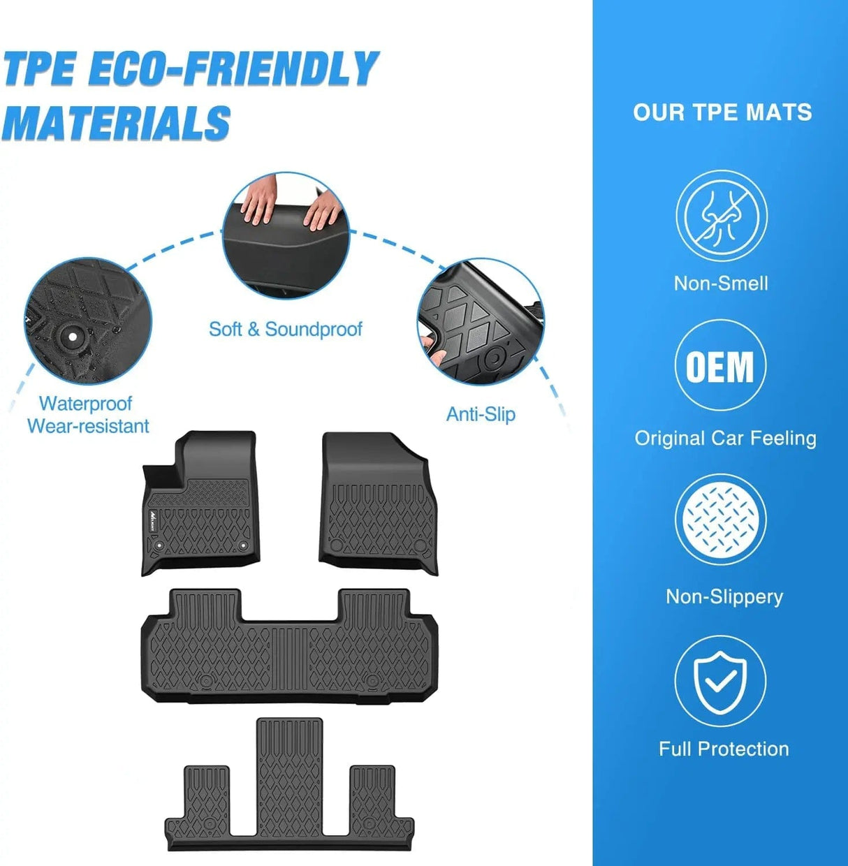 Floor Mat 2018 2019 2020 2021 2022 2023 2024 2025 Chevy Traverse Bucket Seats TPE Floor Mats