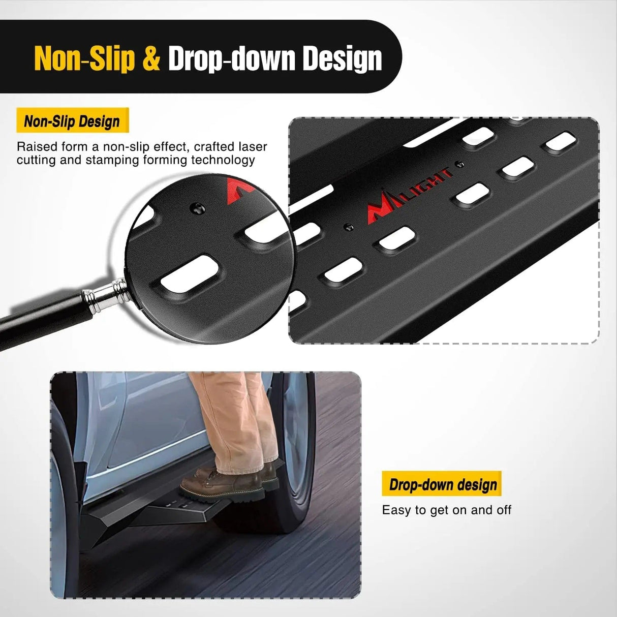 Running Board 2019 2020 2021 2022 2023 Chevy Silverado GMC Sierra 1500 2020 2021 2022 2023 2024 Chevy Silverado GMC Sierra 2500HD 3500HD Crew Cab Running Boards 3.6 Inch Drop Side Steps Bolt-on Black Powder Coated