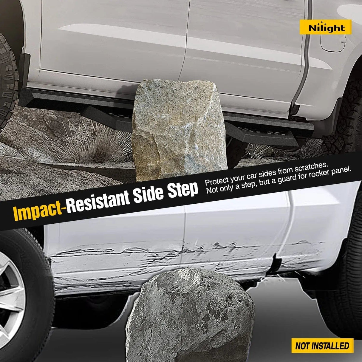 Running Board 2019 2020 2021 2022 2023 Chevy Silverado GMC Sierra 1500 2020 2021 2022 2023 2024 Chevy Silverado GMC Sierra 2500HD 3500HD Crew Cab Running Boards 3.6 Inch Drop Side Steps Bolt-on Black Powder Coated