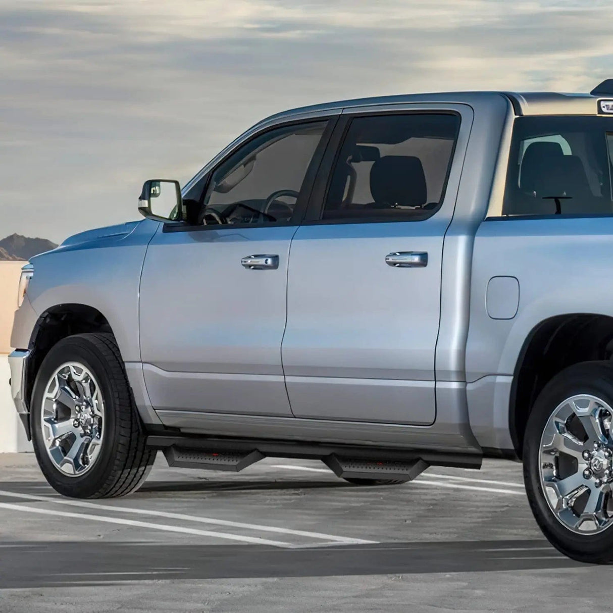 Running Board 2019 2020 2021 2022 2023 Dodge Ram 1500 4 Door Crew Cab Running Boards 4 Inch Drop Side Steps Bolt-on Off-Road Black Powder Coated Nerf Bars Running Boards