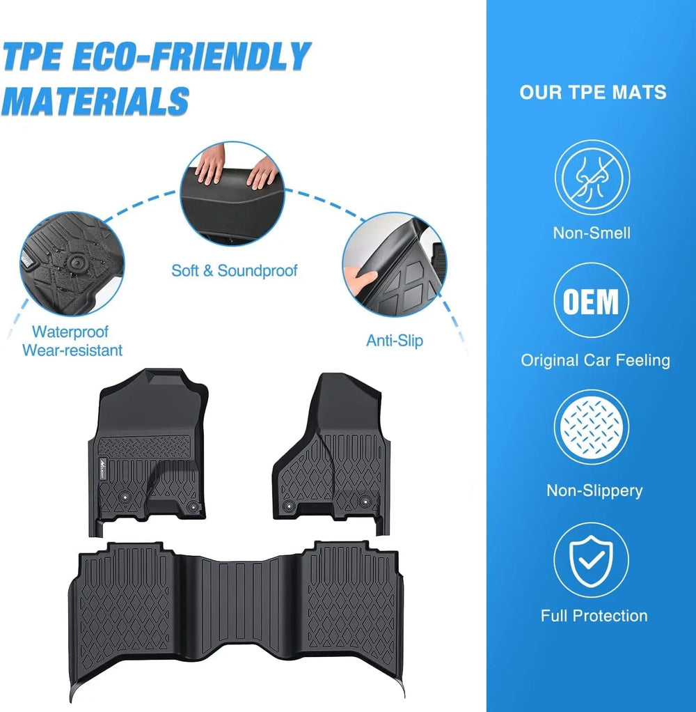 Floor Mat 2019 2020 2021 2022 2023 2024 Dodge Ram 1500 Classic Crew Cab 2012-2018 Dodge Ram 1500 2500 3500 TPE Floor Mats