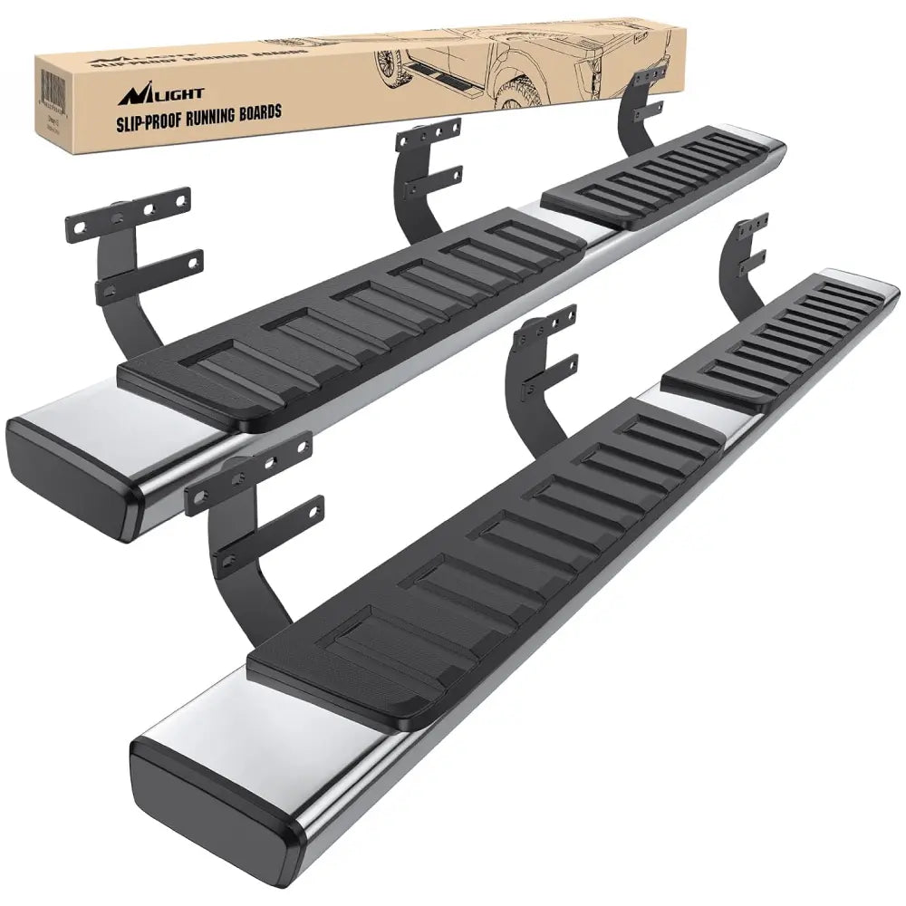 2019-2024 Dodge Ram 1500 Quad Extended Cab Running Boards 6 Inch Slip-Proof Stainless Steel Bolt-on Side Step Nerf Bars Running Boards Nilight