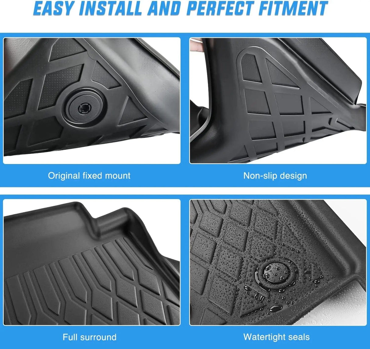 Floor Mat 2019 2020 2021 2022 2023 2024 Ford Ranger SuperCrew Cab TPE Floor Mats