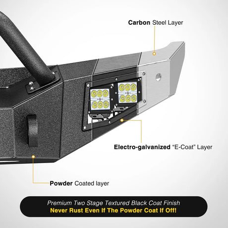 Rear Bumper 2021 2022 2023 2024 Ford Bronco Front Bumper with 4Pcs 18W Flush Mount LED Work Lights Winch Plate License Plate Bracket Sensor Hole