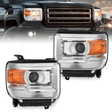 Headlight Assembly 2014 2015 2016 2017 2018 GMC Sierra 1500 2500HD 3500HD Base Headlight Assembly Chrome Housing Amber Reflector Clear Lens